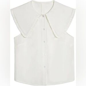 White Ruffled Collar Top